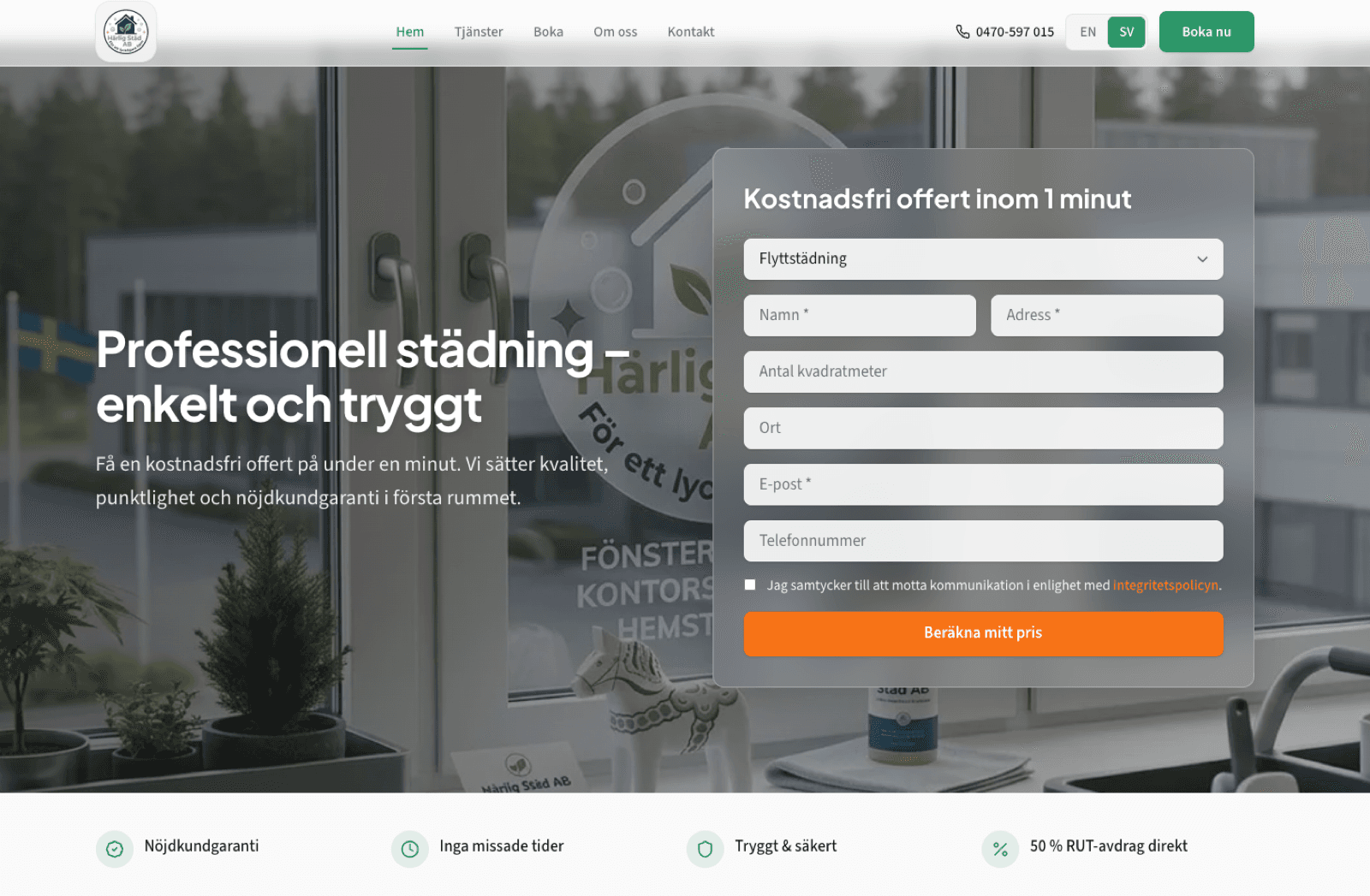 Härlig Städ AB homepage — professional cleaning services Sweden