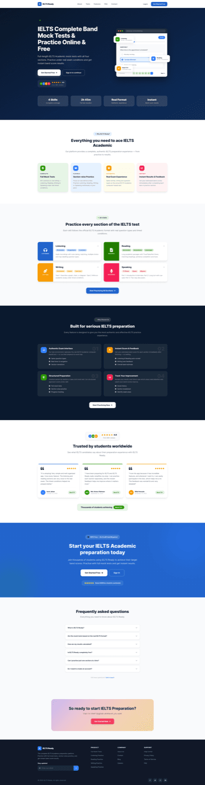 IELTSReady landing homepage